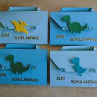 4St.Einladung zur Einschulung  Dino Dinosaurier Schulanfang Einladungskarten Jungen Bild 1