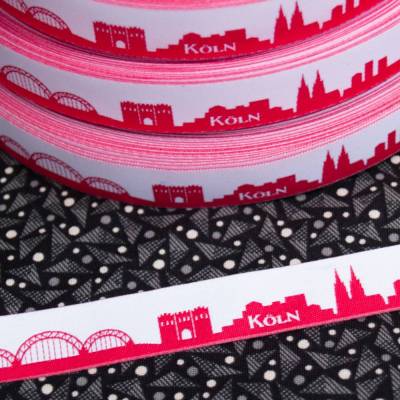 5m Köln Skyline Webband rot/weiß