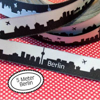 5m Berlin Skyline Webband schwarz/weiß