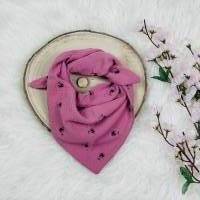 Baby Kleinkind Halstuch, Sabbertuch, Dreieckstuch aus Musselin in rosa mit kleinen Palmen Bild 2