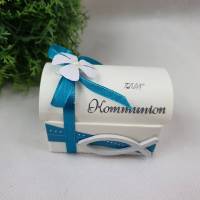 Geschenkverpackung TRUHE Taufe Kommunion - Türkis Bild 1