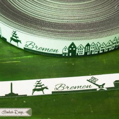 5m Bremen Skyline Webband grün/weiß