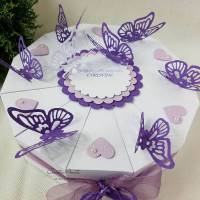 Hochzeitstorte Torte Schmetterlinge WEISS-LILA-FLIEDER Bild 1