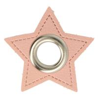 2 Kunstleder-Ösen-Patches Stern rosa 8mm silber Bild 1