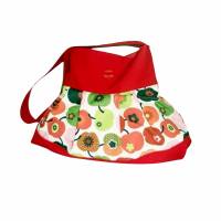 Schultertasche mit Äpfelchen,rot, bunt, Baumwolle, Henkeltasche, Shopper Bild 1