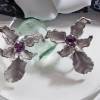 Vintage Ohrschrauben Orchideen, Ohrringe aus den 50er bis 60er Jahren, silberfarben, pink,Trödel Dings da Bild 2
