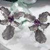 Vintage Ohrschrauben Orchideen, Ohrringe aus den 50er bis 60er Jahren, silberfarben, pink,Trödel Dings da Bild 3