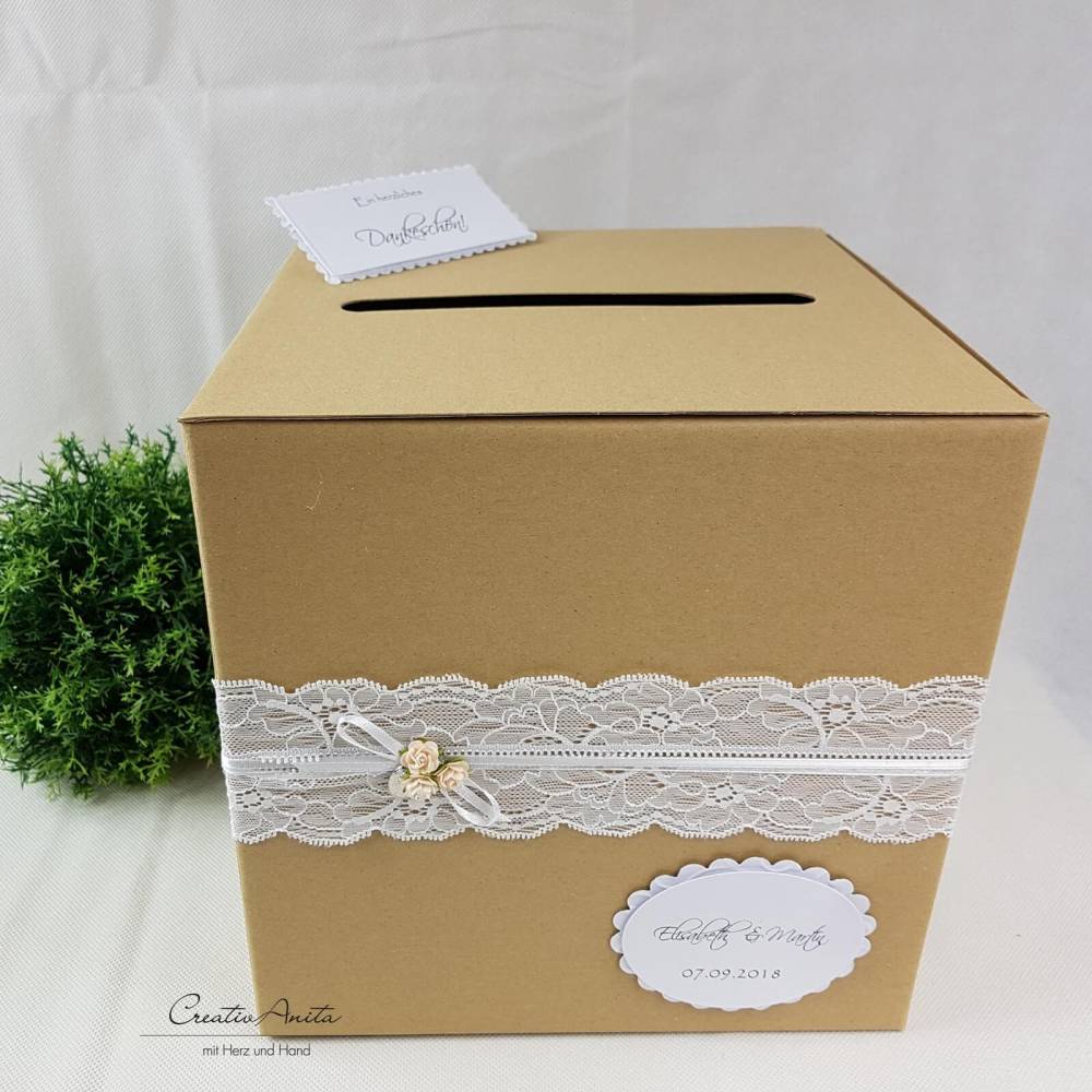 Gästebuch Hochzeit Vintage Kraft Braun 20 x 20 x 20 cm Geschenkbox Briefbox 