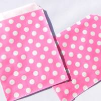 Tütchen pink Papiertüte gepunktet Mitgebseltüte Flachbeutel Verpackung Tüte Gastgeschenk Adventskalender Bild 1