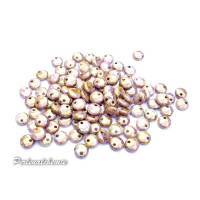 100 Glasperlen Linsen 6 mm rosa Marmor mit goldenem Lüster Bild 1