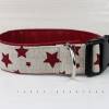 Hundehalsband in beige mit Sternen, mit Kunstleder in dunkelrot, Halsband für Hunde Bild 2