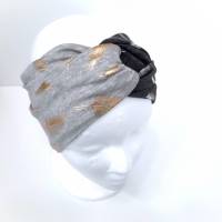 Turban Stirnband, Haarband, Haarband mit Feder Motiv und Metallic Look Bild 1