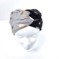 Turban Stirnband, Haarband, Haarband mit Feder Motiv und Metallic Look Bild 2