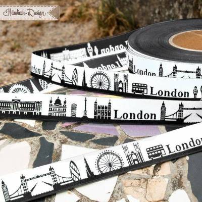 5m London Skyline Webband rot/weiß