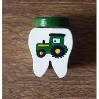 Zahndose Traktor Name Milchzahndose Zahnfee  Zahnaufbewahrung Handarbeit Bild 1