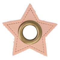 2 Kunstleder-Ösen-Patches Stern rosa 11mm bronze Bild 1