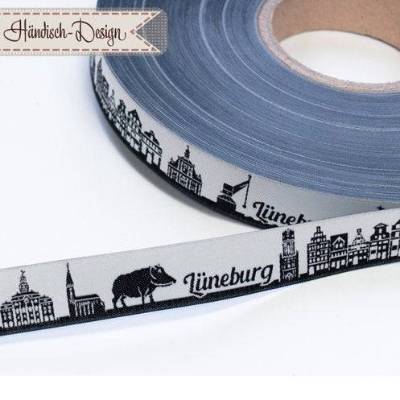 5m Lüneburg Skyline Webband schwarz/weiß
