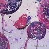 Kleine Acrylbilder auf Künstlerpapier, Kugelblumen in Lila und Rosa, blumiges ungerahmt, Lila, Rosa, Schmetterlinge, Wandkunst Bild 5