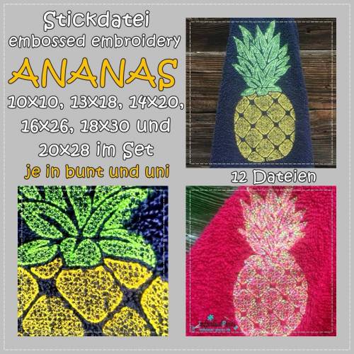 embossed embroidery ANANAS 10x10 bis 20x28