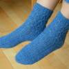 Wollsocken, Socken Gr. 38/39,  Wollsocken in blau - gestrickt Bild 2
