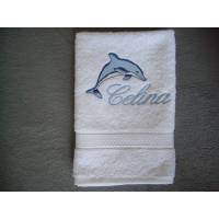 Handtuch- bestickt mit Namen und Delphin Bild 1