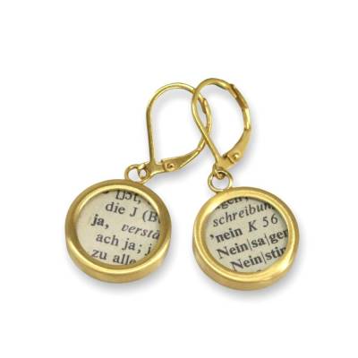 Dein Statement  // Ohrhänger mit Lieblingsworten aus Duden // Edelstahl // vergoldet // Geschenk Hochzeit // Freundin