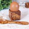 Eierhalter Würfel aus Olivenholz plus Eier-Löffel Bild 2