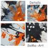 Fantasievolles Acrylbild, mit Farbklecksen in Schwarz und Orange auf Leinwand. abstrakt, modern, Wandbild, Kunst Bild 6
