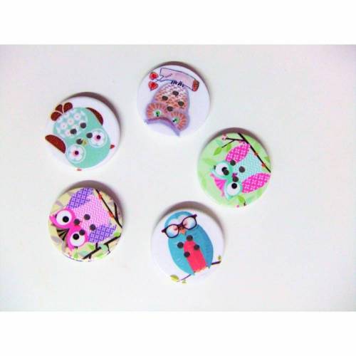 Holzknopf rund Motiv Eule 30  mm