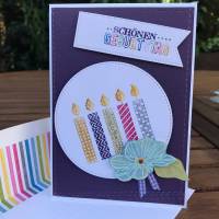 Geburtstagskarte mit bunten Kerzen: "Schönen Geburtstag" Bild 1