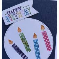 Geburtstagskarte mit bunten Kerzen: "Happy Birthday" Bild 1