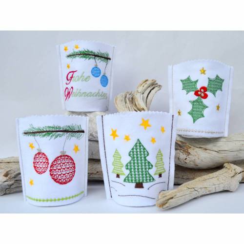 ITH Stickdatei LED Cover Weihnachten 4er SET für den 10x10cm Rahmen