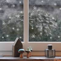 Fenstersticker "Eiskristalle" 3 Größen, 63 Schneeflocken, Sternflocken, Schneesterne, satiniert, Glasdekor Bild 1