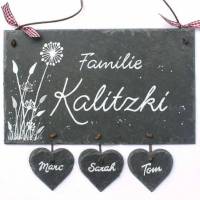 Türschild Familie aus Schiefer personalisiert, Geschenk zu Umzug / Einzug / Geburtstag / Hochzeit / Weihnachten Bild 1