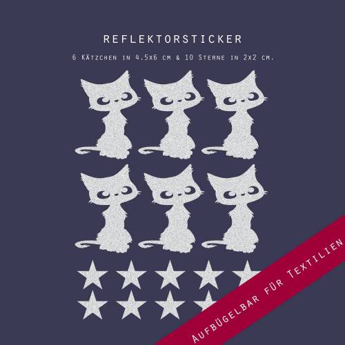 Bügelbild Applikation Aufbügler Reflektor Kätzchen, reflektierende Bügelbilder für Textilien