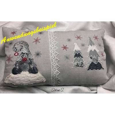 *  Weihnachts Wichtel  *  mit 3D Nase, Bart und Zöpfe, Doodle / Doodle Stickdatei, 13 x 18 