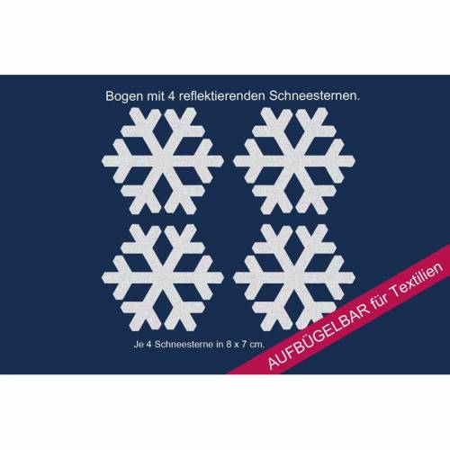 Bügelbild Applikation Reflektor Schneestern, snowflake, reflektierende Bügelbilder, iron on transfer