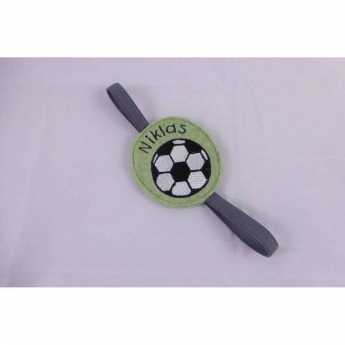 Fußball, Lesezeichen, mit Gummiband, personalisierbar, individuell, grün, schwarz, handgemacht aus Wollfilz von Dieda!