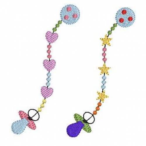 Stickdatei Schnullerkette 2er SET Vollstickerei für den 10x10cm Rahmen
