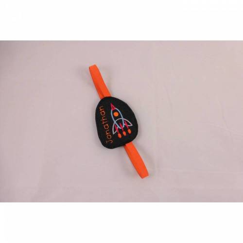 personalisiertes Lesezeichen, Rakete, mit Gummiband, individuell, schwarz, handgemacht aus Wollfilz von Dieda!