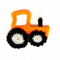 Häkelapplikation Traktor orange Bild 1