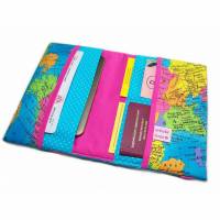Reiseorganizer Weltreise blau pink bunt Farbwahl Reiseetui Travel Organizer Dokumententasche Etui für Dokumente Reiseunterlagen Bild 1