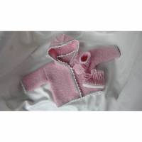 Frühchenkleidung, Frühchen-Jacke, Babyschuhe für Frühchen, rosa Bild 1