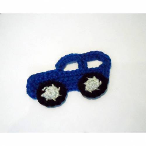 Häkelapplikation Auto dunkelblau