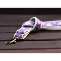 Schlüsselband Käfer violett 39 cm genäht aus Webband lila und Gurtband aus Baumwolle in beige Bild 1