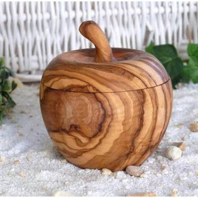 Dose wie Apfel, aus Olivenholz