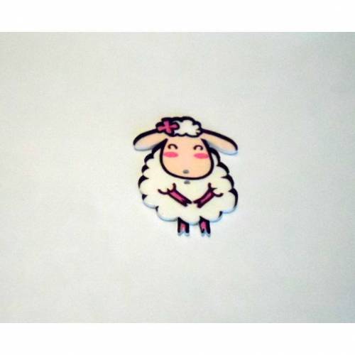 Holzknopf  Motiv Schaf weiß ca. 40x25 mm