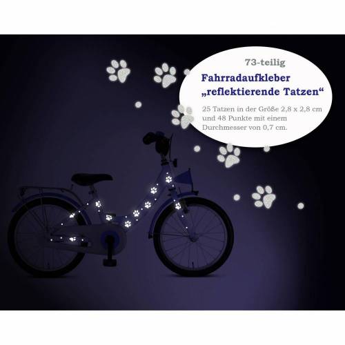 Reflektor Fahrradtattoo "Tatzen" , 73-teilig, reflektierende Aufkleber, wasserfest