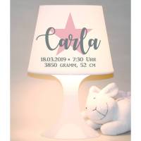 Kinderlampe, Tischlampe "Stern mit Geburtsdaten" Name und Geburtsdaten personalisierbar Bild 1