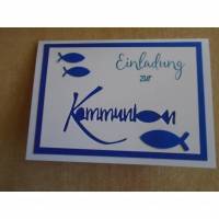 Einladungskarten zur Kommunion Einladungskarte Fisch Einladung Einladungen Mädchen Junge Grußkarte Klappkarte Bild 1